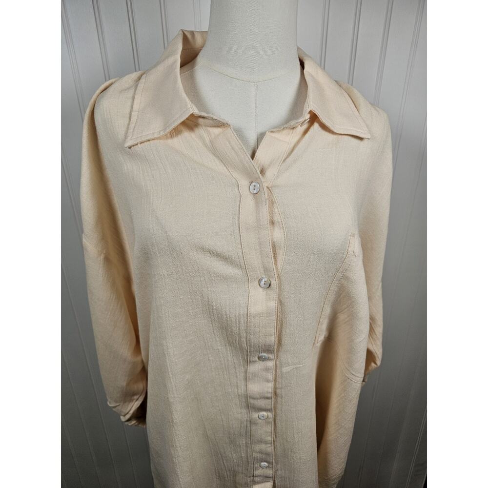 Rip Curl Linen Blend Gauze Button Down Shirt Women's Size XL Beach Surfer NWT - Picture 2 of 10